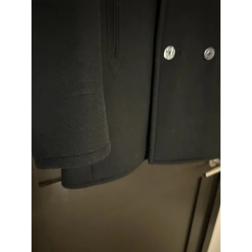 Banana Republic Men's Size XL Black Wool Button Down Coat, Double Breasted